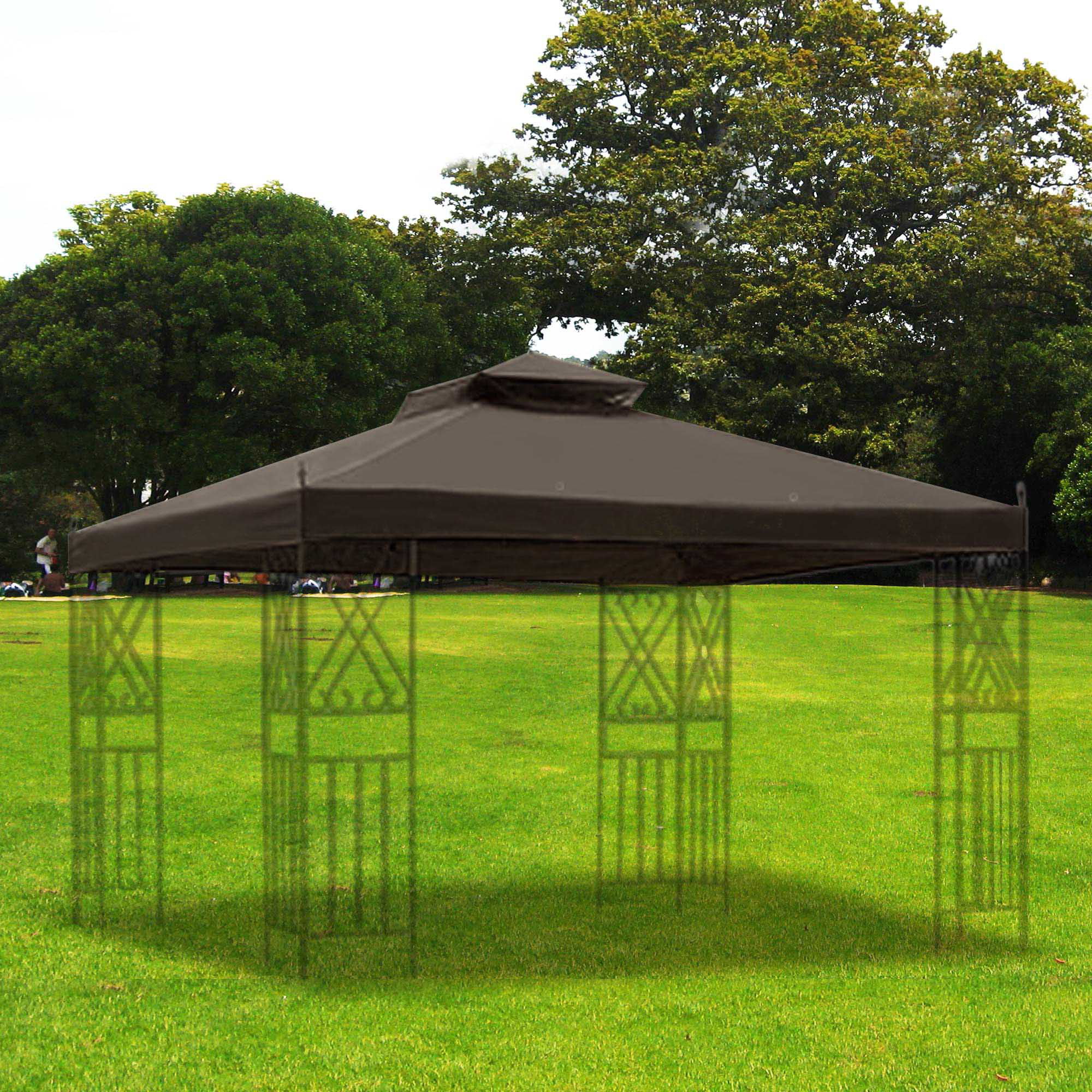 Yescom 10'x10' Gazebo Top Replacement for 2 Tier Outdoor Canopy Cover Patio Garden Yard Grey Y00910T09 - Cheap Fitting