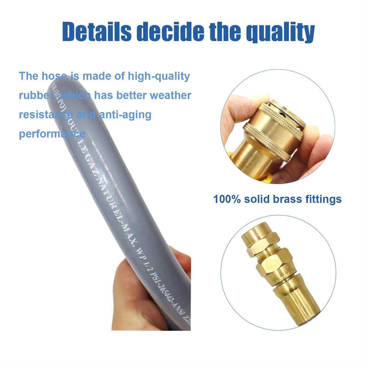 SUMNEW 1/2-Inch Natural Gas Hose with Quick Connect Fitting for BBQ, Grill, Pizza Oven, Patio Heater and More NG Appliance - Cheap Fitting