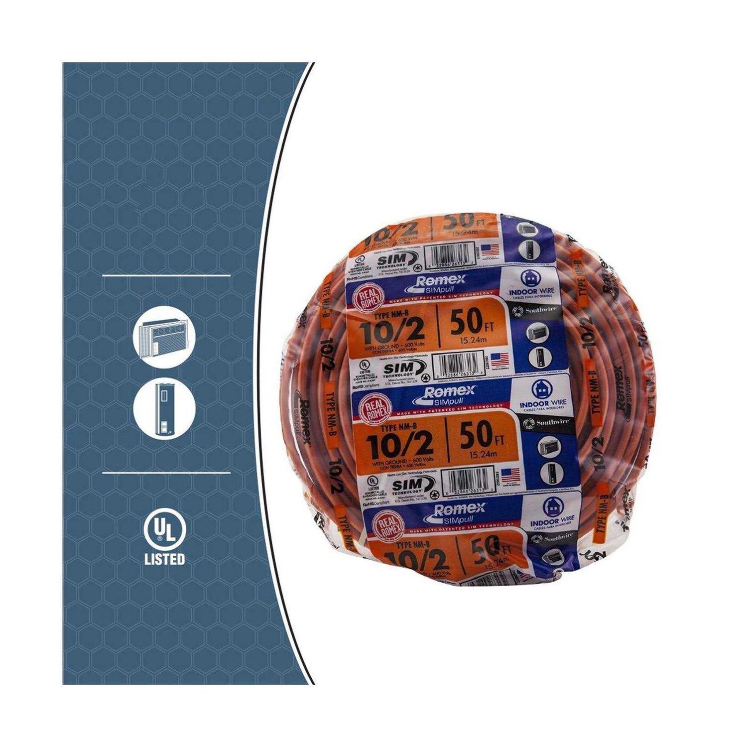 Southwire Wire 10/2 Nmwg 50′ 28829022 - Cheap Fitting