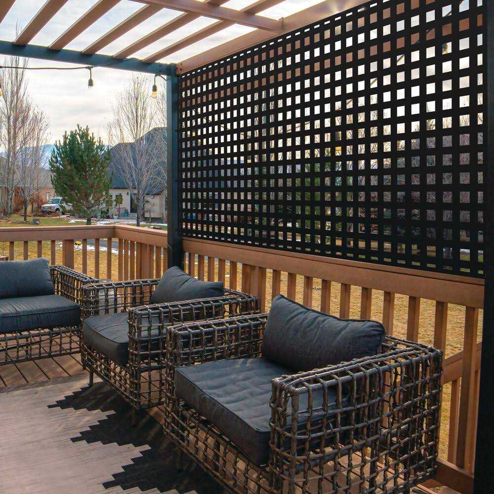 Barrette Outdoor Living 4 ft. x 8 ft. Black Square Privacy Vinyl Lattice 73053435 - Cheap Fitting