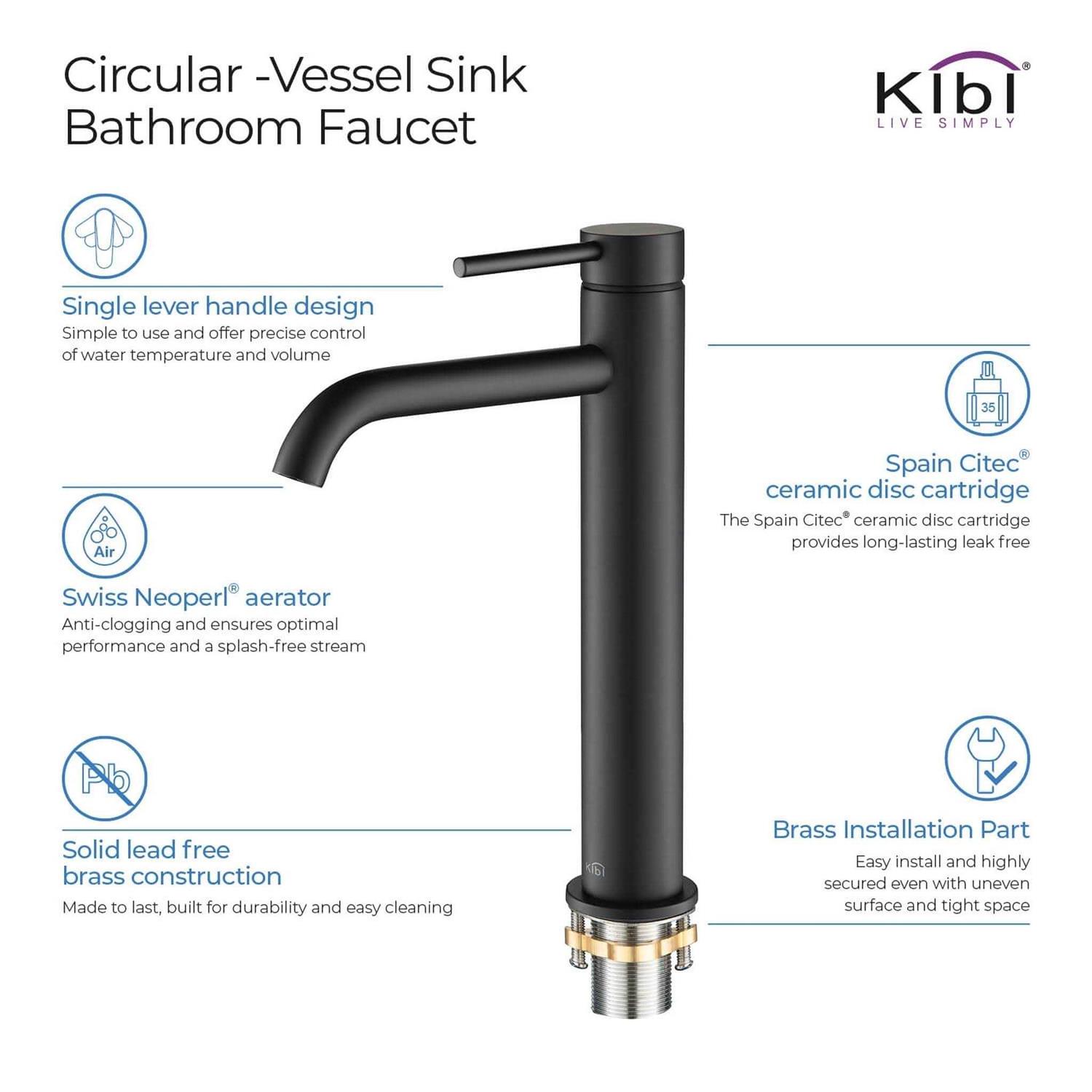 KIBI Circular Single Handle Solid Brass Bathroom Vessel Sink Faucet KBF1009 - Cheap Fitting