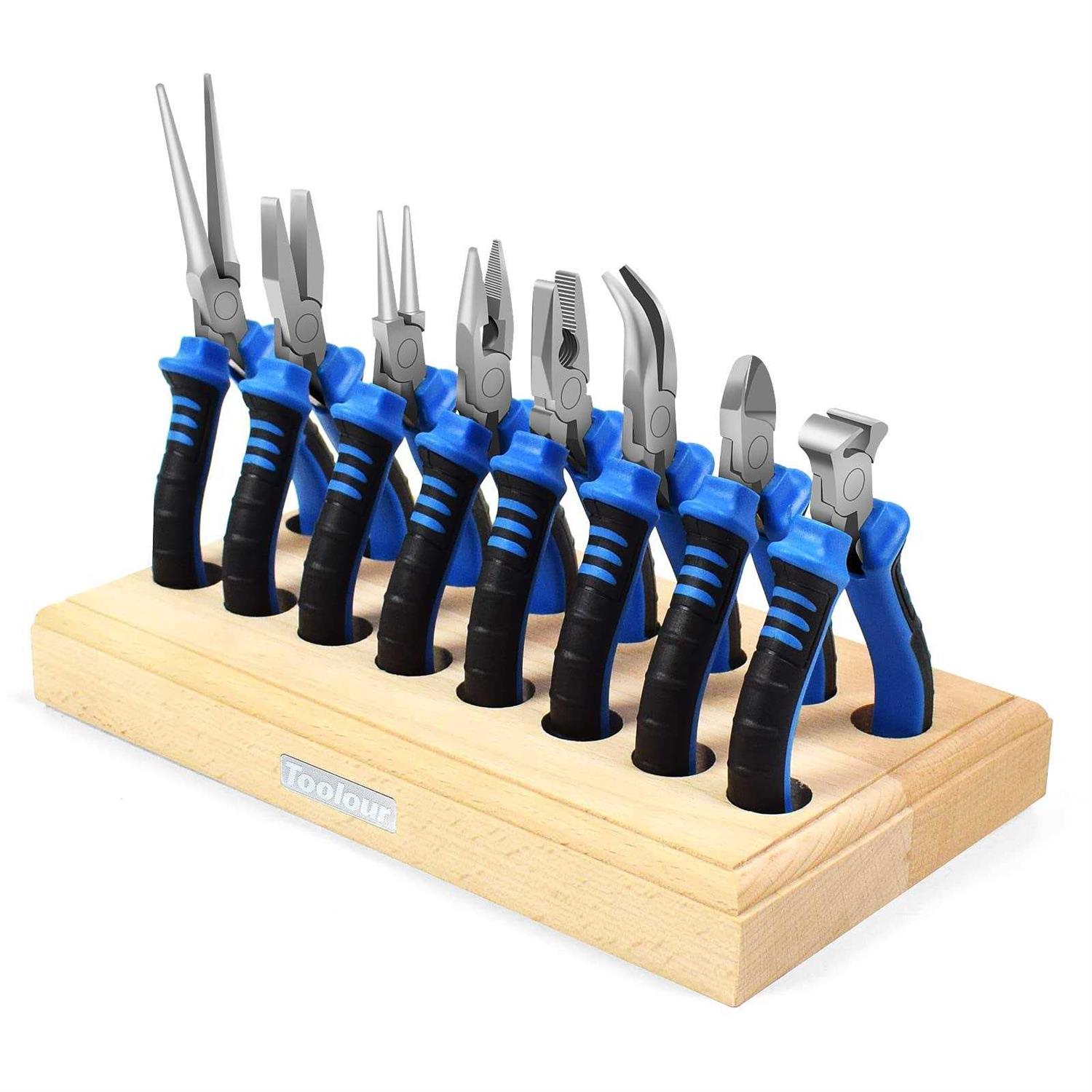 Toolour Jewelry Pliers 8Pcs Set Jewelry Making Tools Mini Precision Pliers Kit with Wood Pallet Needle Nose Pliers Wire Cutters Diagonal Pliers etc. Pli - Cheap Fitting