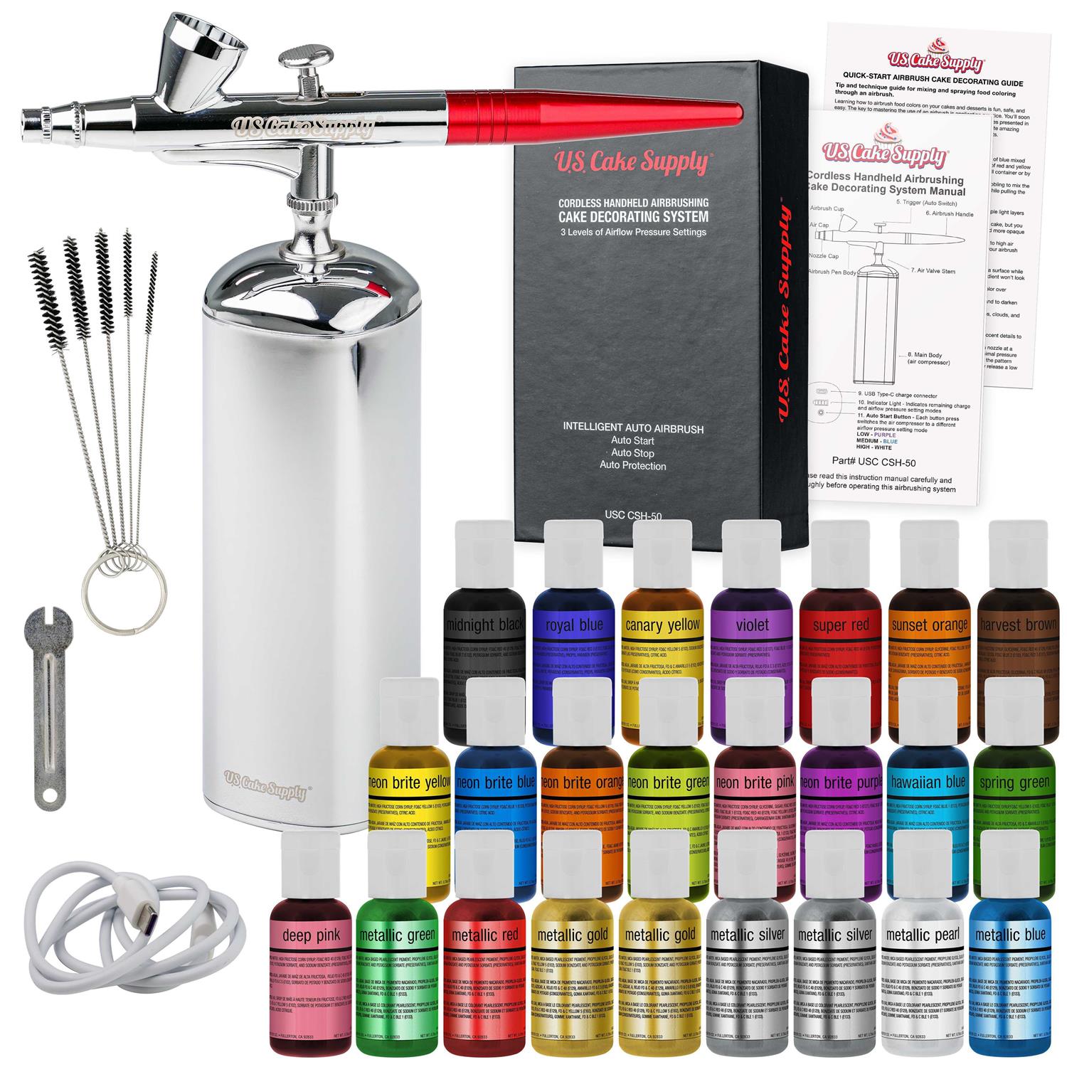 U.S. Cake Supply Complete Cordless Handheld Airbrush Cake Decorating System - Cheap Fitting