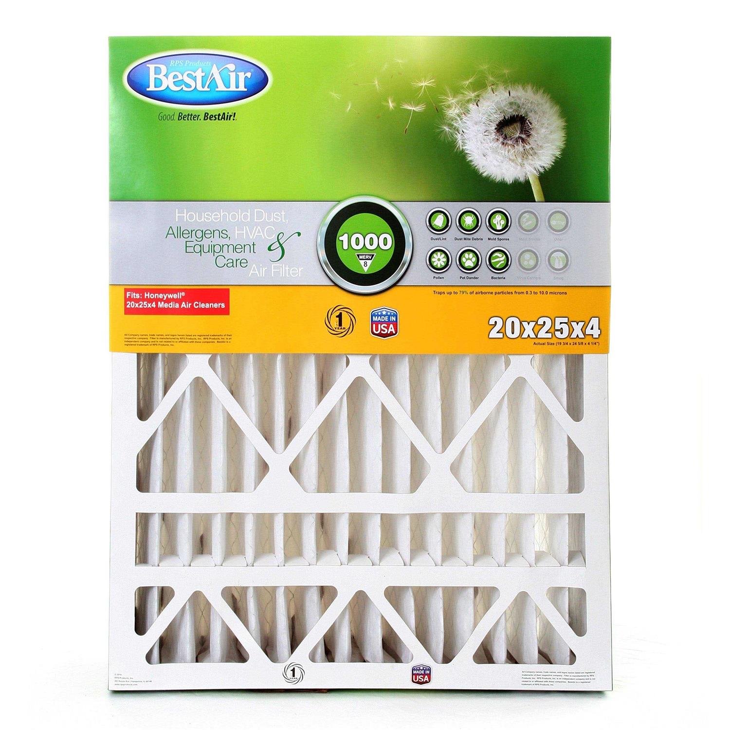 BestAir 20 x 25 x 4 MERV 8 Honeywell Air Filter - Cheap Fitting