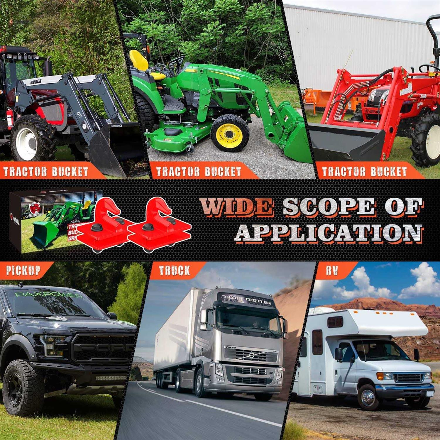 Ambull 2 Pack 3/8 Tractor Bucket Grab Hook Grade 70 Forged Steel Bolt On Grab Hook Tow Hook Mount with Backer Plate,Work Well for Tractor Bucket - Cheap Fitting