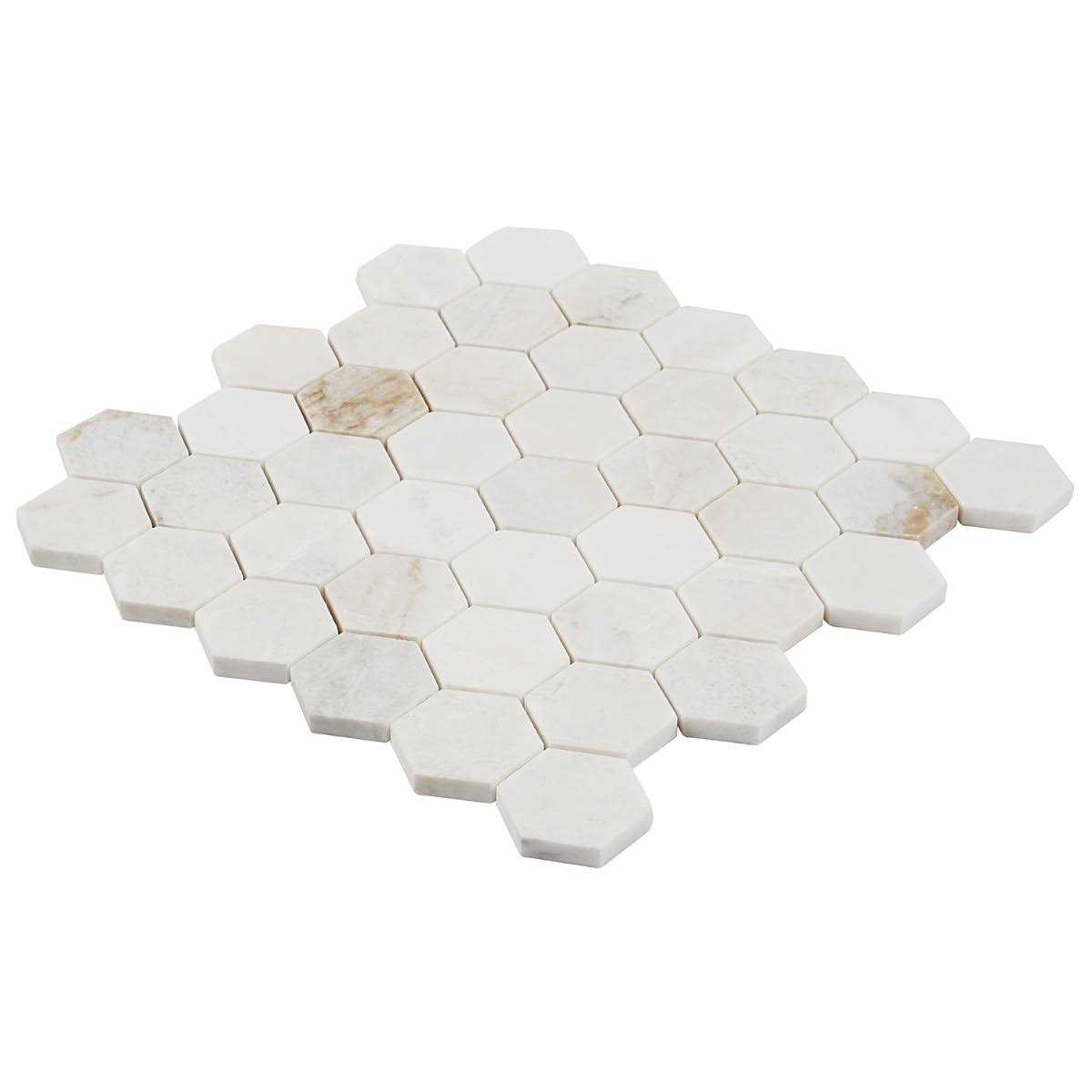Arctic White 2 Hexagon Marble Honeycomb Mosaic Wall & Floor Tile Ivy Hill Tile - Cheap Fitting