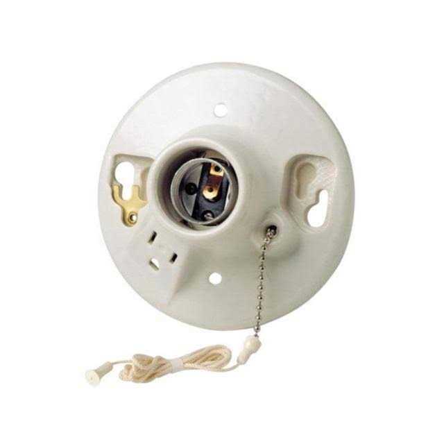 Leviton 9726-C2 One-Piece Glazed Porcelain Outlet Box Mount Incandescent Lampholder - Cheap Fitting