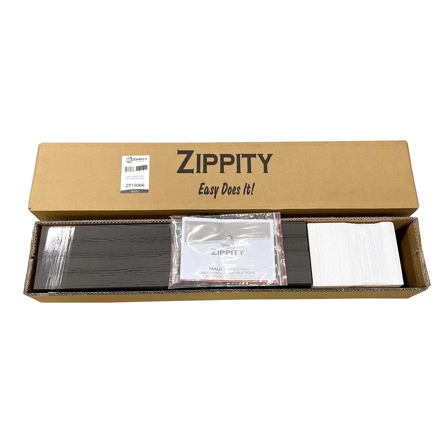Zippity Outdoor Products Zp19066 2 H x 2 W No-Dig Charcoal WoodTek Vinyl Maui Garden Fence Kit - Cheap Fitting