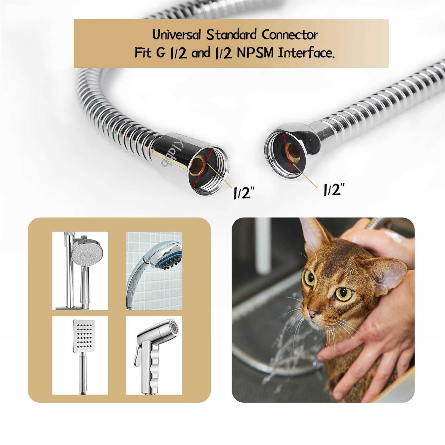 Klabb stainless steel Shower Hose 96 Inches Chrome Handheld Shower Head Hose With Brass insert and nut - Cheap Fitting