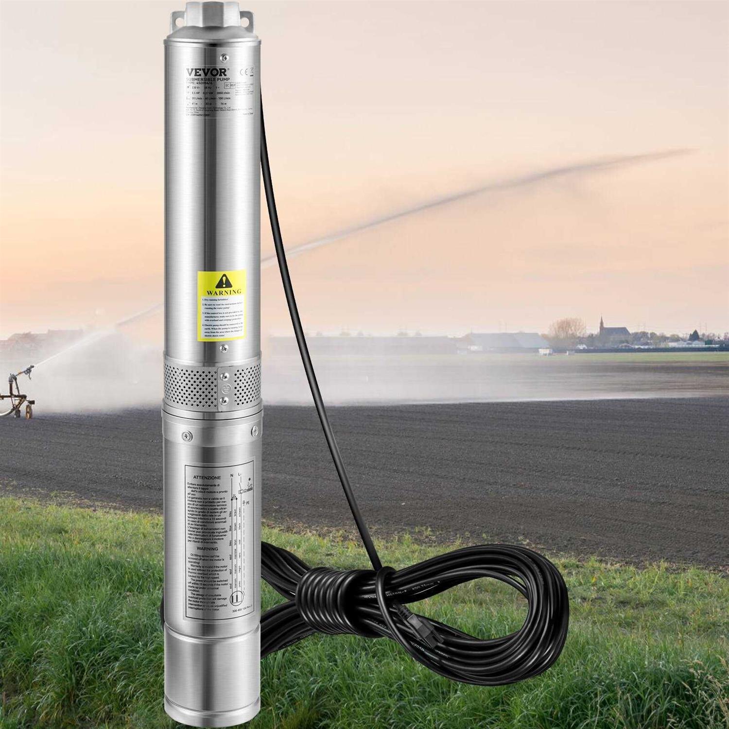 VEVOR Deep Well Submersible Pump 0.5HP 115V60Hz 28gpm Flow 167ft Head - Cheap Fitting