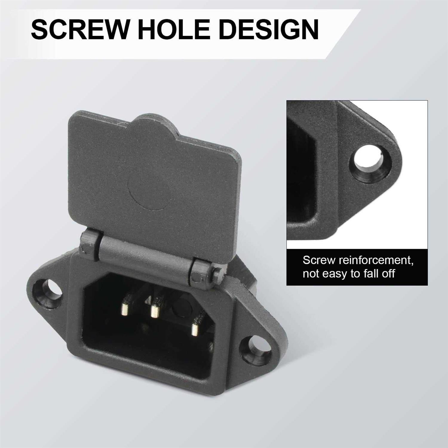 2 Pcs AC 250v 10A IEC 320 C14 Panel Mount Plug Adapter Power Connector Socket with Spring Cover - Cheap Fitting
