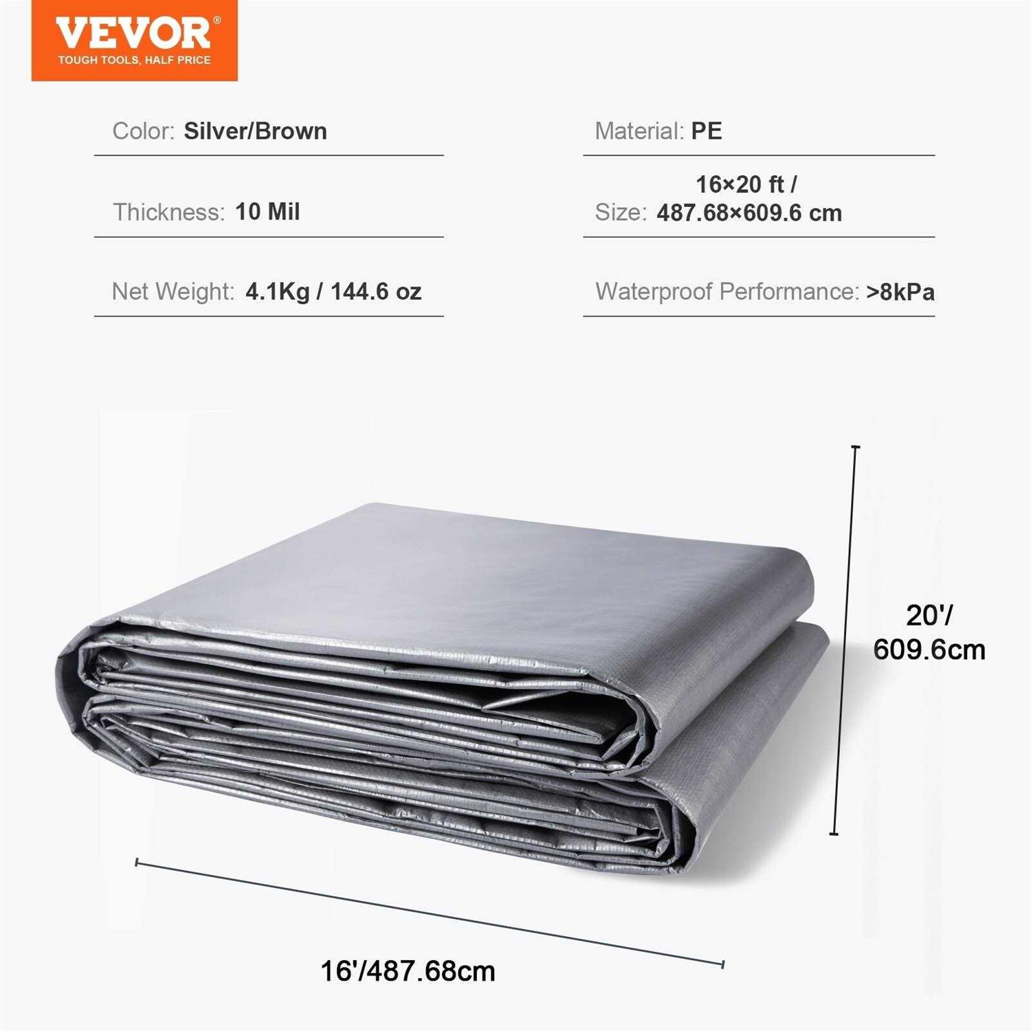 VEVOR Tarp 16 Mil Waterproof Tear Poly Plastic Cover - Cheap Fitting