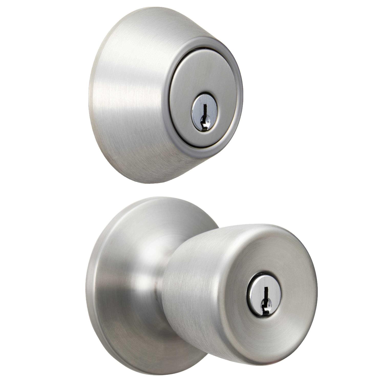 Hyper Tough, Keyed Entry, Tulip Doorknob and Deadbolt Combo Pack - Cheap Fitting