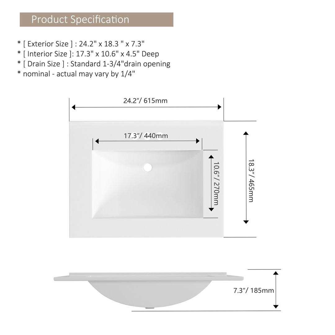 Meje 24×18 inch Drop In Rectanglar 3 Holes Bathroom Sink - Cheap Fitting