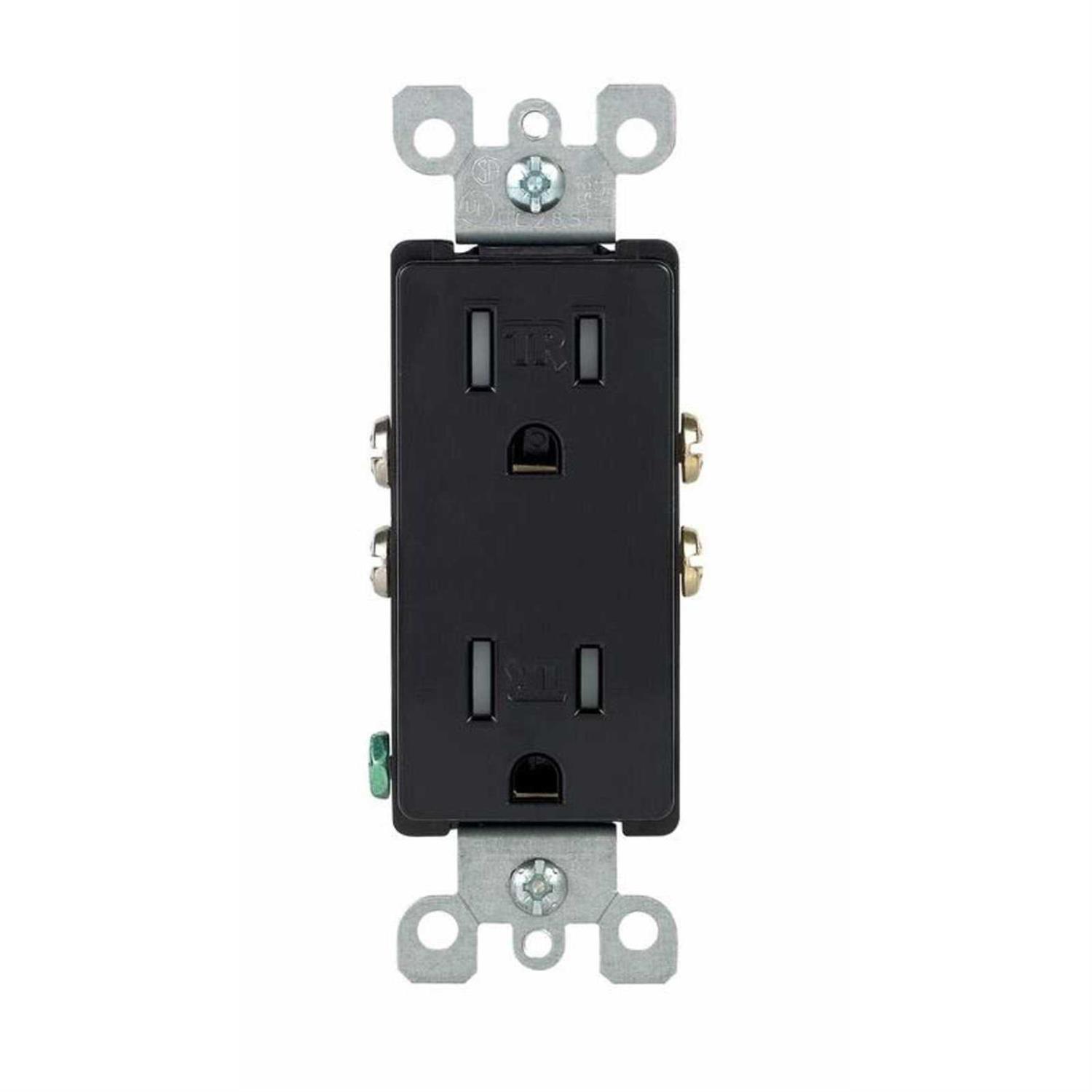 Leviton Outlet Decora 15 amps 125 V Duplex Black 5-15R - Cheap Fitting