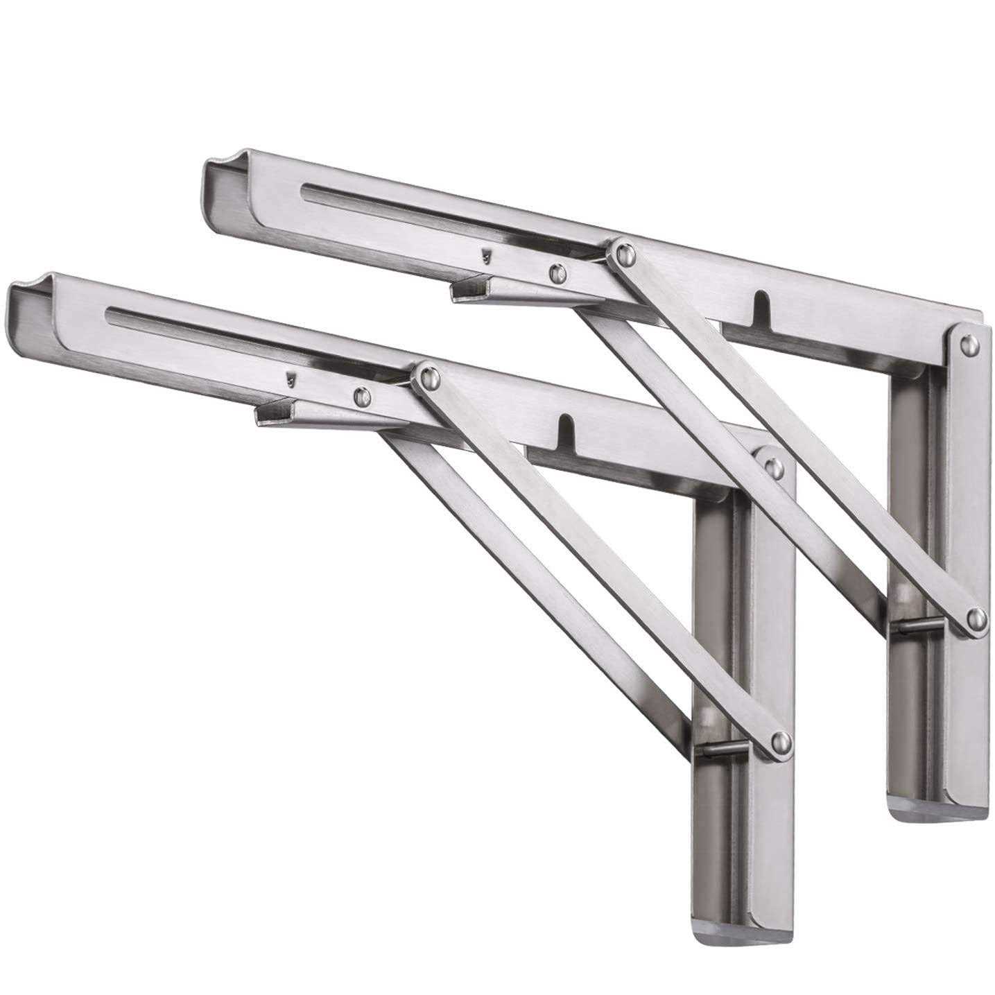 Folding Shelf Brackets Pynsseu Heavy Duty Stainless Steel Collapsible Wall Mounted Shelf Bracket Table Work - Cheap Fitting