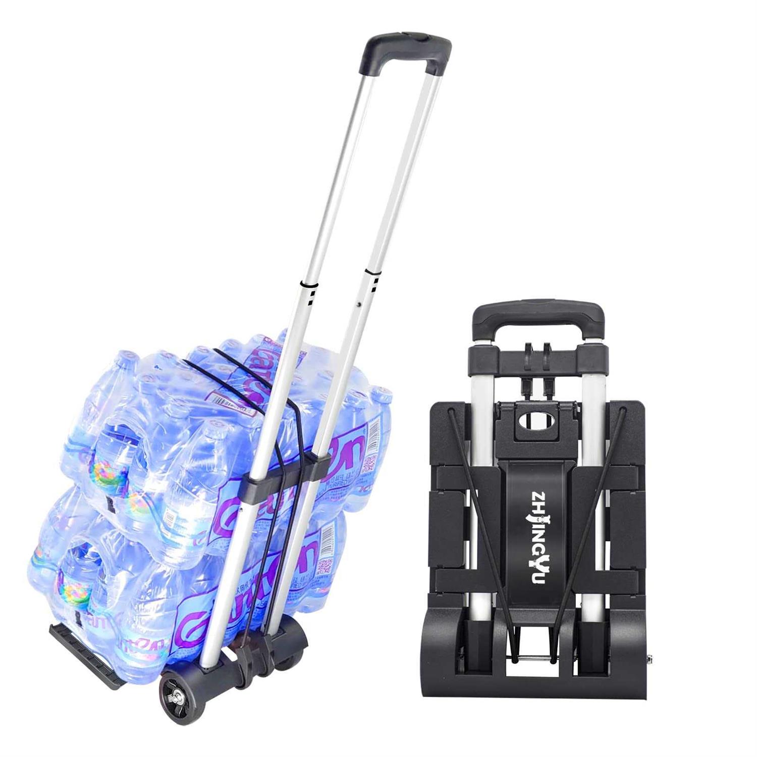 Zhjingyu Folding Hand Truck Aluminum Telescopic Rod Foldable Roller Shopping Trolley Collapsible 2 Wheel Trolley Expandable Large Chassis - Cheap Fitting