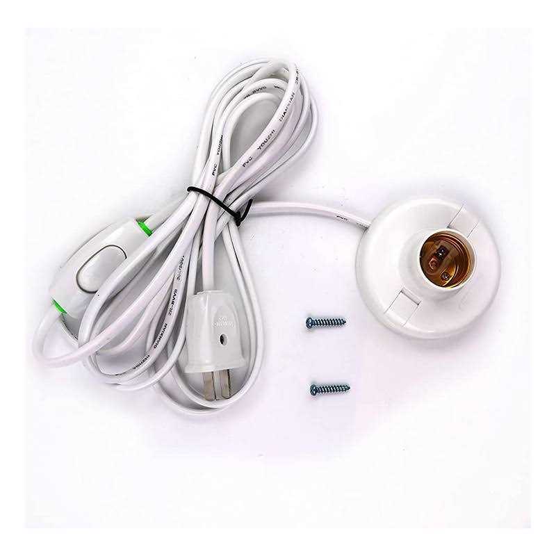 1pcs White Hanging Light Cord E27 Light Bulb Socket to 2-Prong with On/Off Switch - Cheap Fitting
