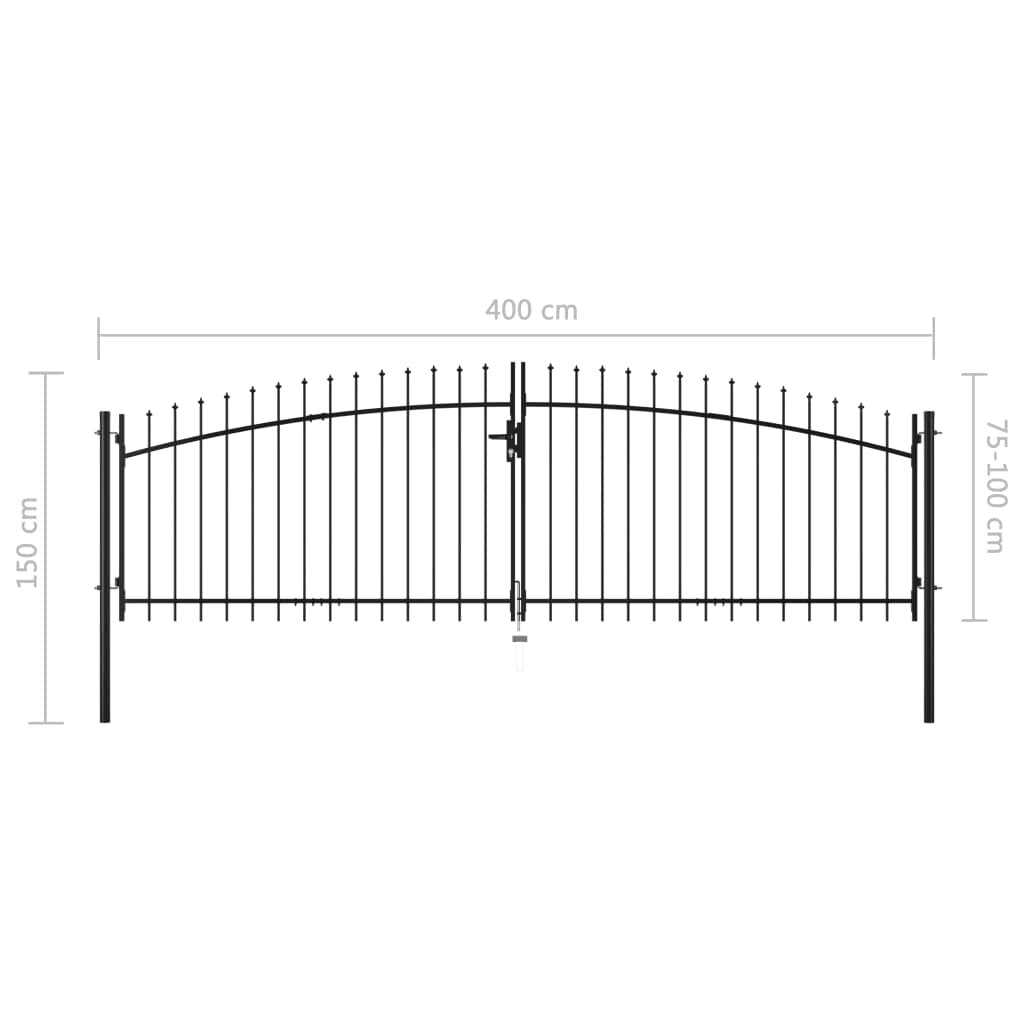 vidaXL Double Door Fence Gate with Spear Top - Cheap Fitting