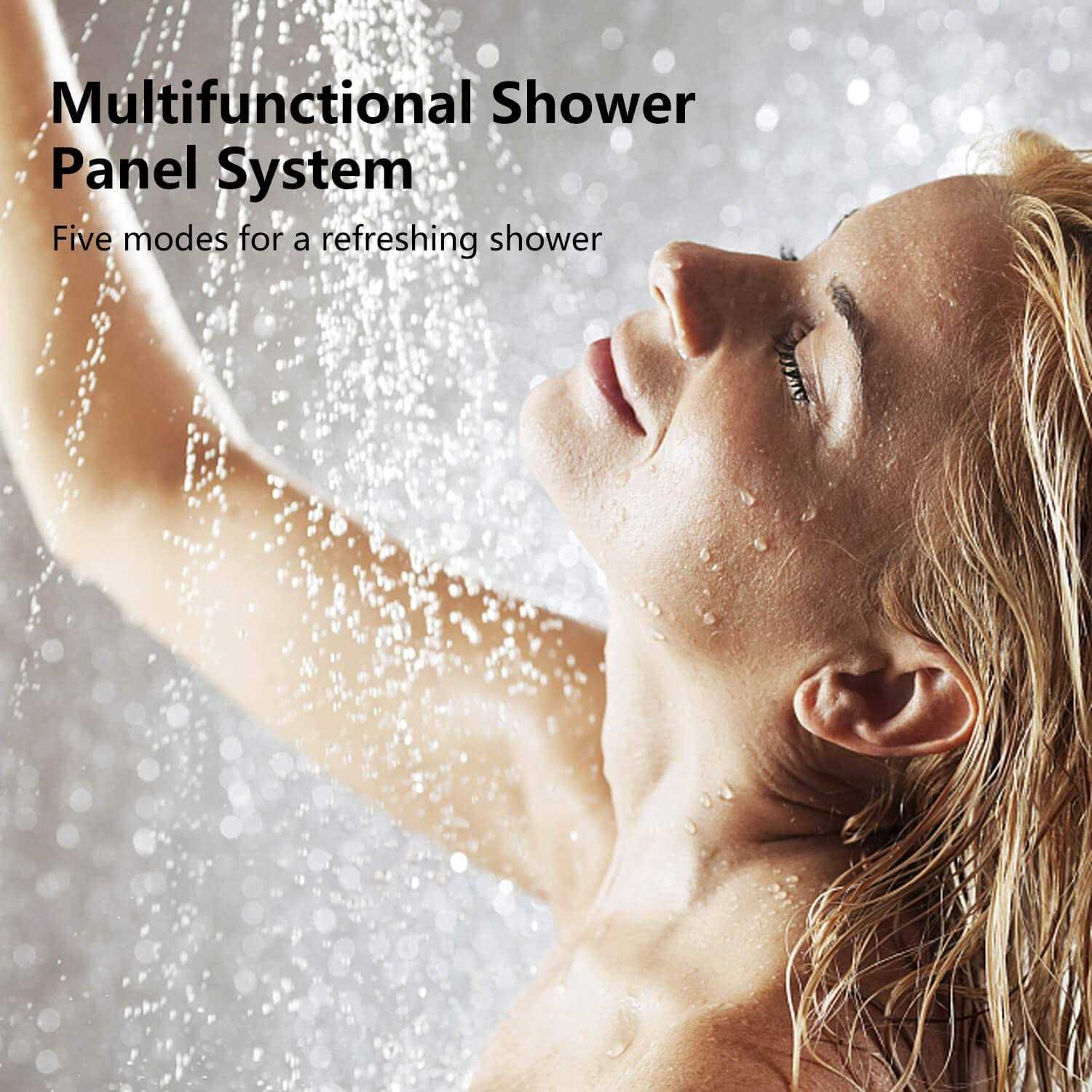 Adbatnos Shower Panel Multifunctional Shower Panel System Shower Tower, Rainfall Waterfall Spout, 2 Massage Jets, Tub Spout and Handheld Shower - Cheap Fitting