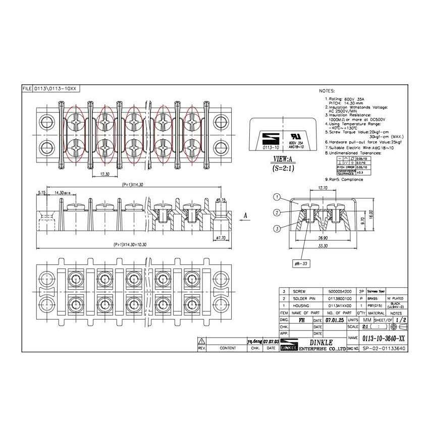 Marine Terminal Block Nickel Plated Brass 11 Gang 0113-10-3640-11 Dinkle 10 to 18 AWG Gauge 35A 600V - Cheap Fitting