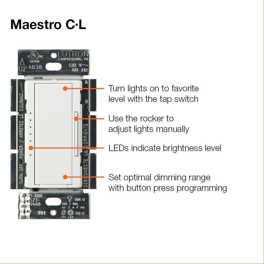 Lutron Maestro LED+ Dimmer Switch for Dimmable LED, Halogen Incandescent Bulbs, Single-Pole or Multi-Location MACL-153MR-3-WH - Cheap Fitting