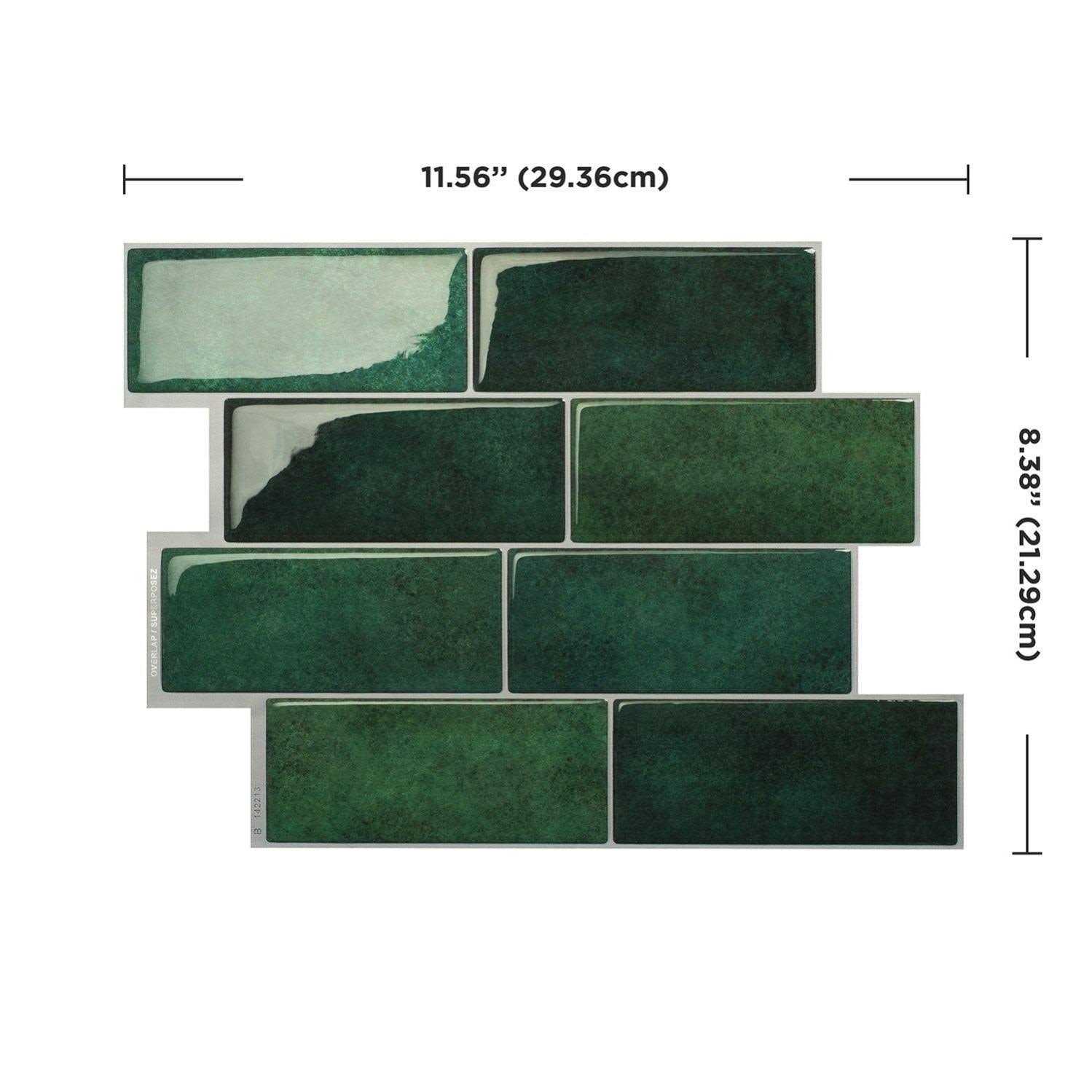 Smart Tiles Metro Fiona Green 8-in x 12-in Glossy Resin Brick Subway Peel and Stick Wall Tile - Cheap Fitting