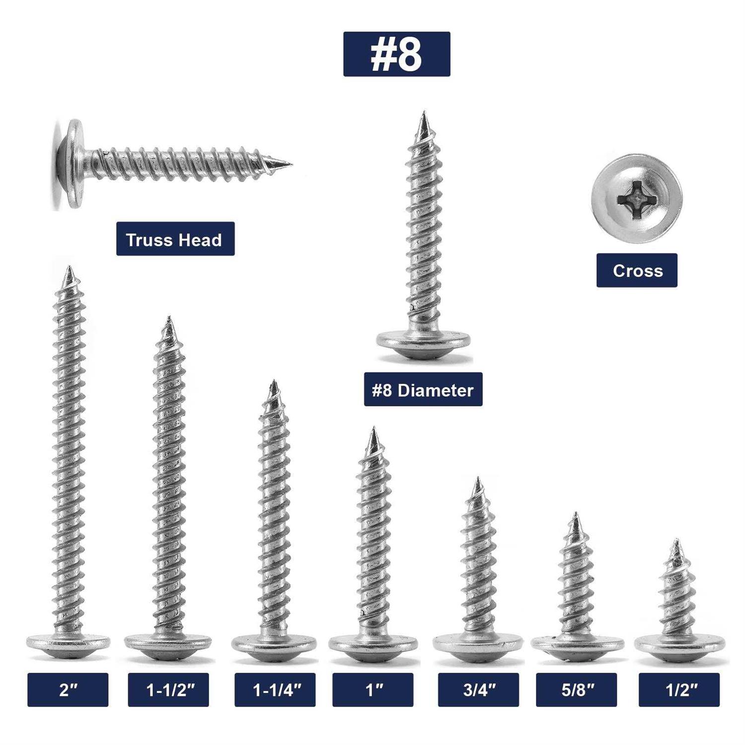 #8 x Wood Screw 410 Stainless Steel Standard Thread Truss Head Fast Self Tapping by SG TZH - Cheap Fitting