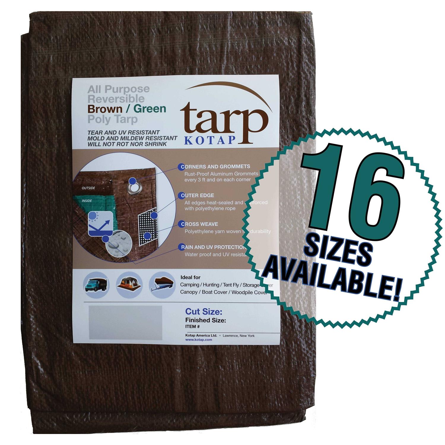 Kotap 16-ft x 20-ft Reversible Brown/Green Poly Tarp - Cheap Fitting