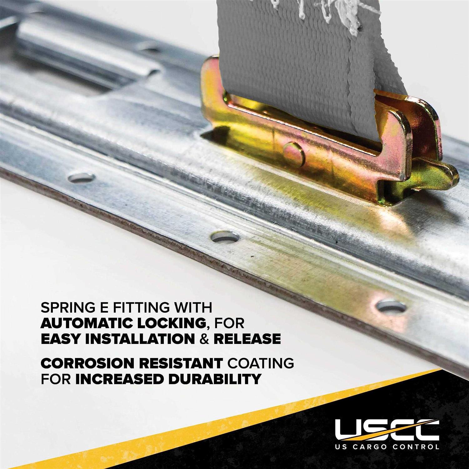 US Cargo Control E-Track Ratchet Straps, 2 Inch x Heavy Duty E-Track Straps with 4 Foot Fixed End and Spring E-Fittings - Cheap Fitting