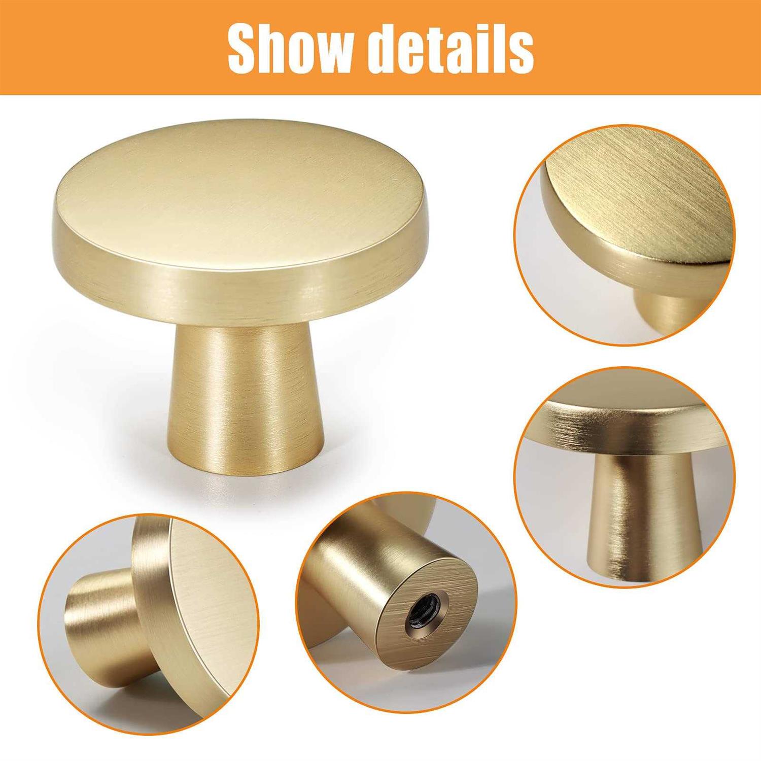 VEHCIL Round Cabinet Knobs Single Hole Cabinet Hardware for Kitchen Cupboard Closet Bathroom Dresser Drawer,Modern - Cheap Fitting