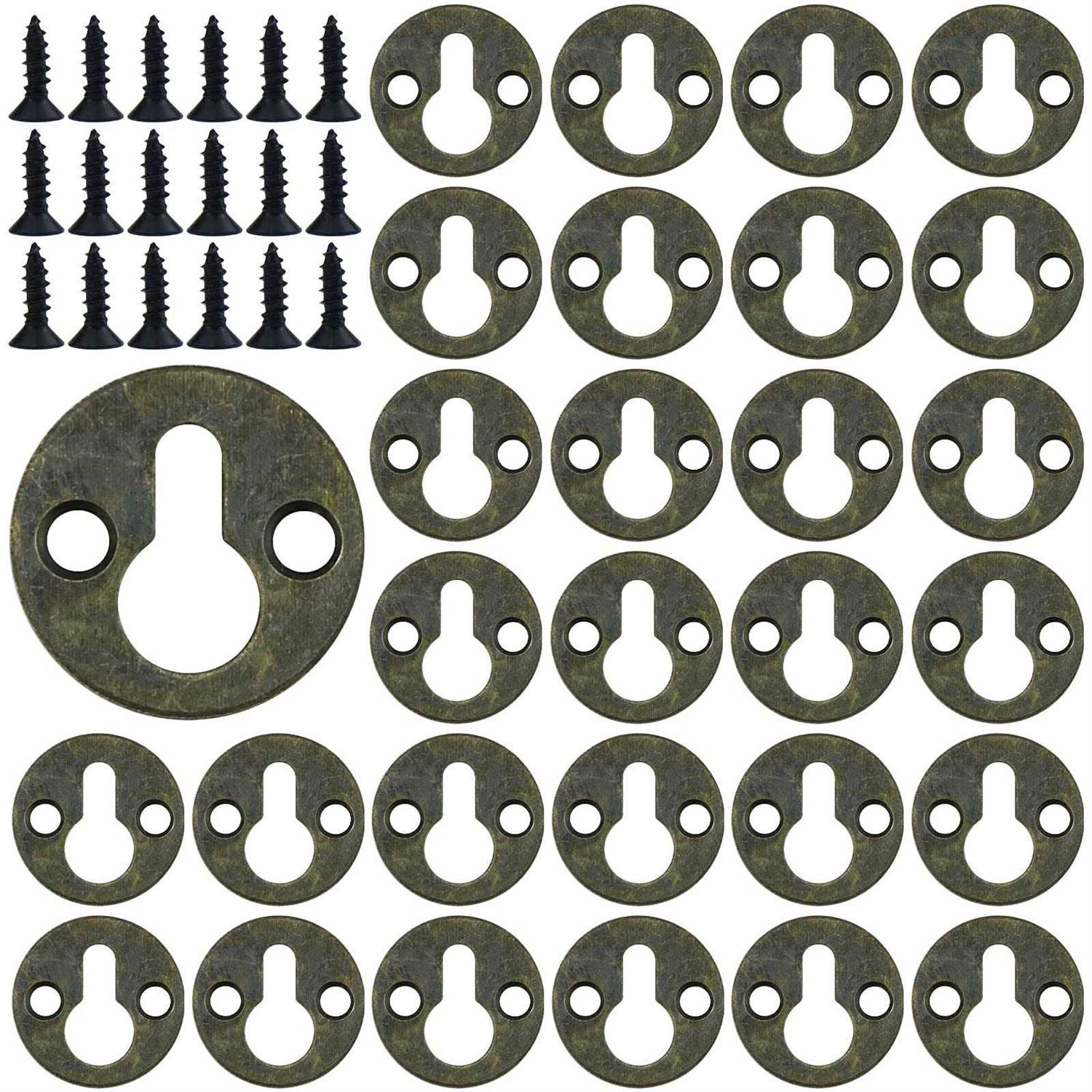 Luckycivia 60Pcs Metal Round Type Keyhole Shelf Brackets Hangers - Cheap Fitting