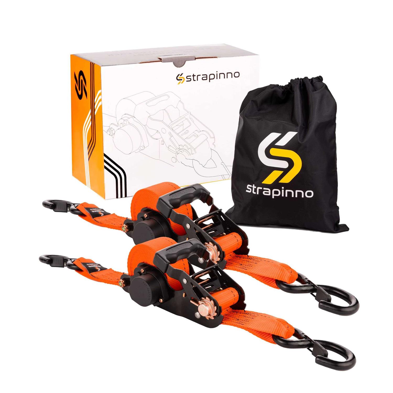 Strapinno 2PCs Retractable Ratchet Tie-Down Straps,5,000 lbs Breaking Strength 2 in x 12 ft Heavy Duty Ratchet Strap with Safety Lock S Hooks - Cheap Fitting