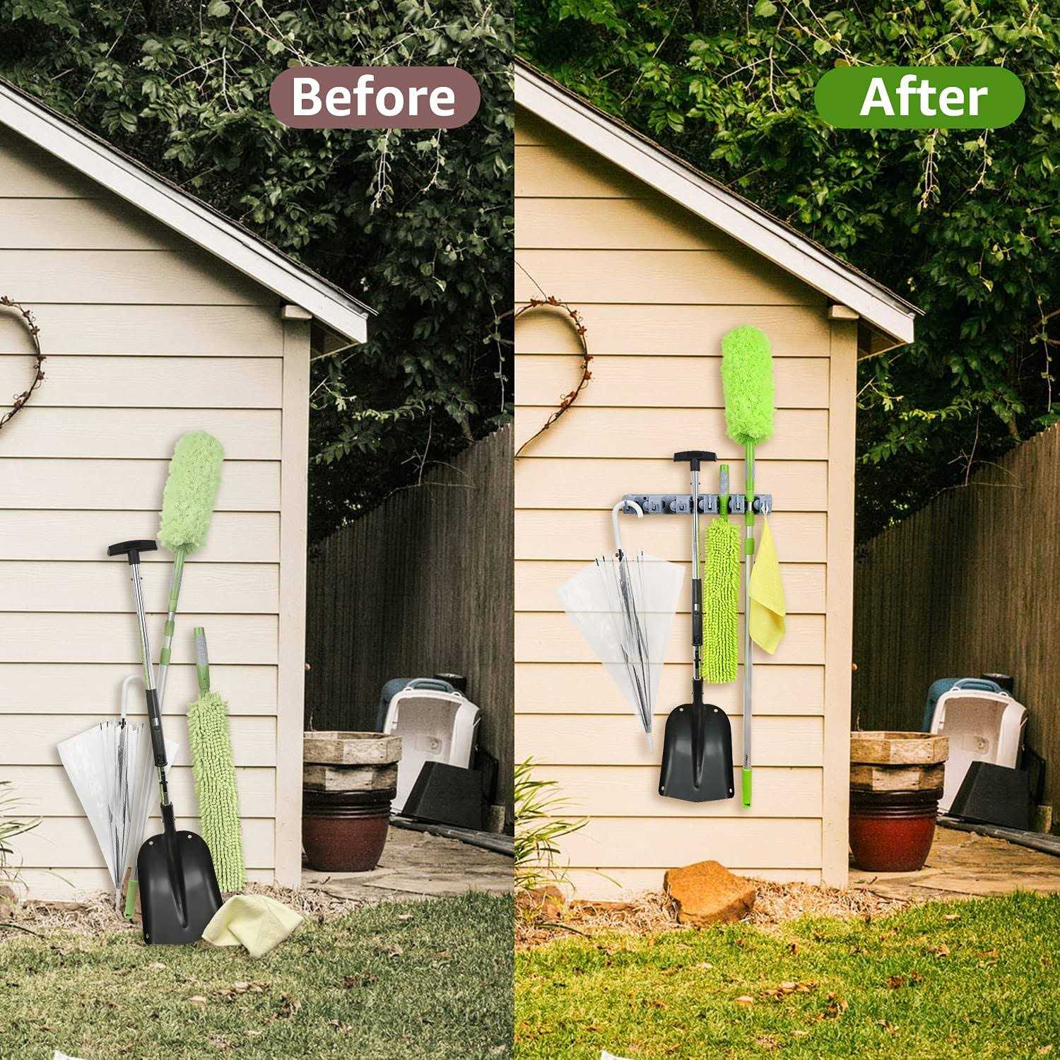 Amazon Basics Broom Holder Wall Mount and Garden Tool Organizer - Cheap Fitting