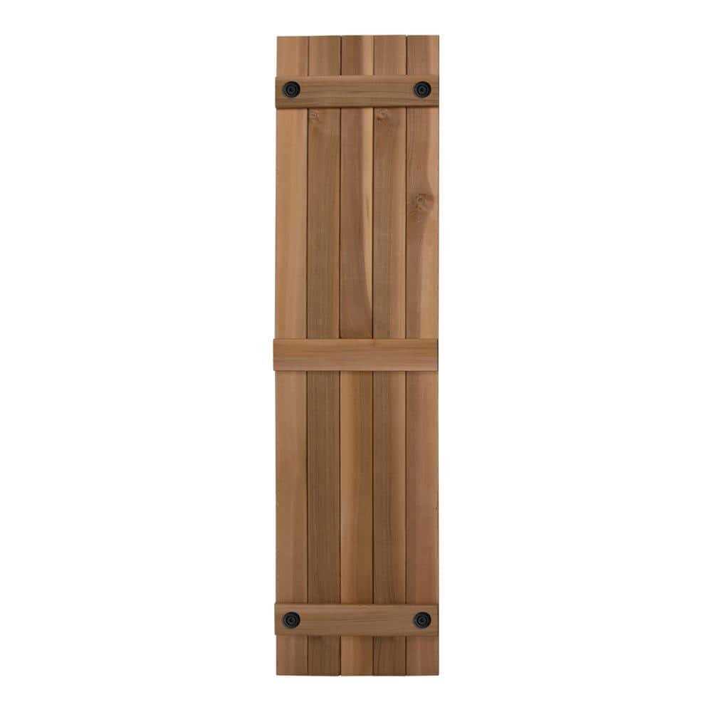 Design Craft Millworks Porter 12 in. x Cedar Board and Batten Shutters Pair - Cheap Fitting