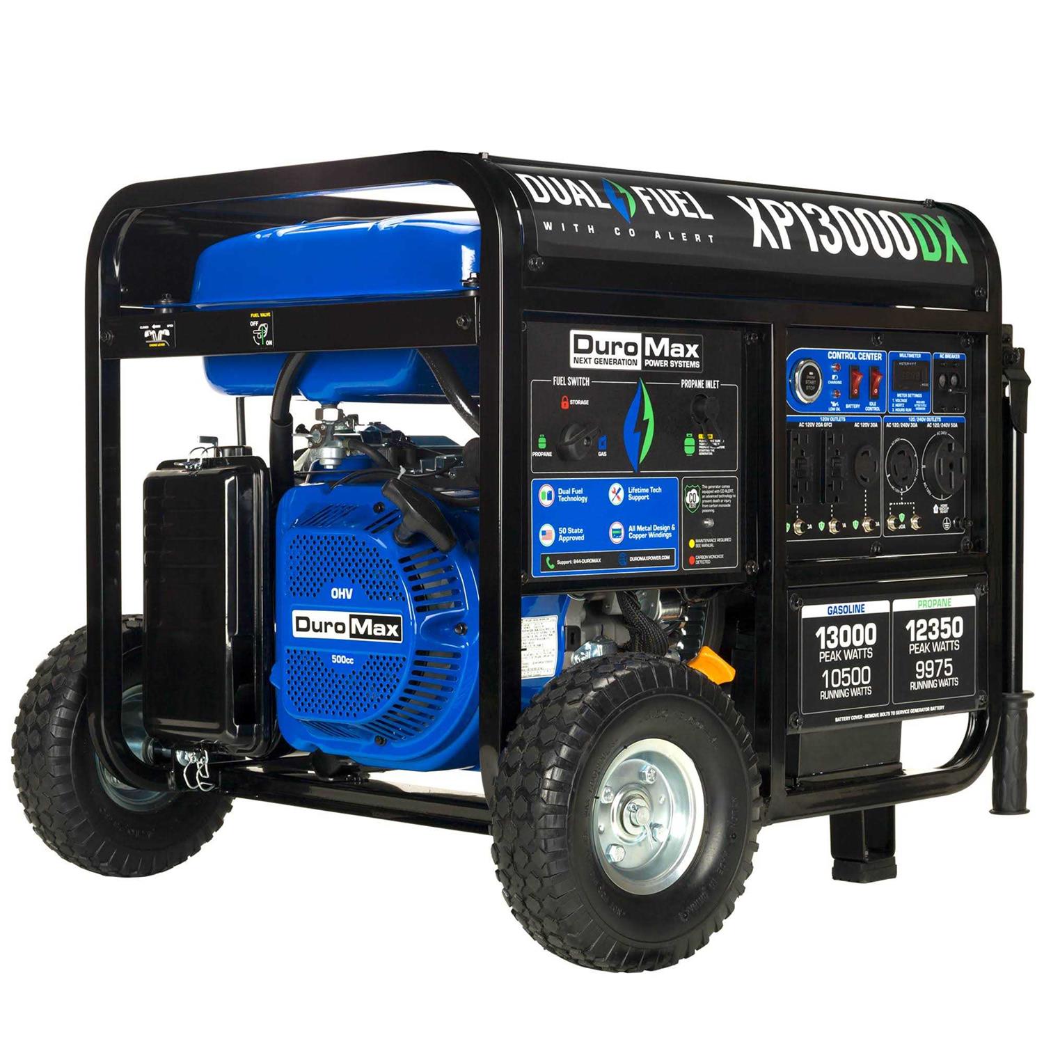 DuroMax XP13000DX 13,000-Watt/10,500-Watt 500cc Portable Dual Fuel Portable Generator w/CO Alert - Cheap Fitting