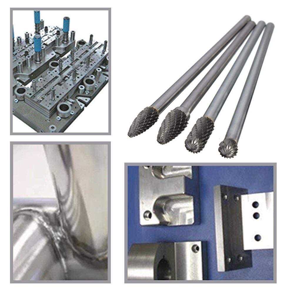 Wolfride 4pcs Long Shank Tungsten Carbide Burr Set 6mm Shank Die Grinder Burr Set for Metal 6-inch Length - Cheap Fitting