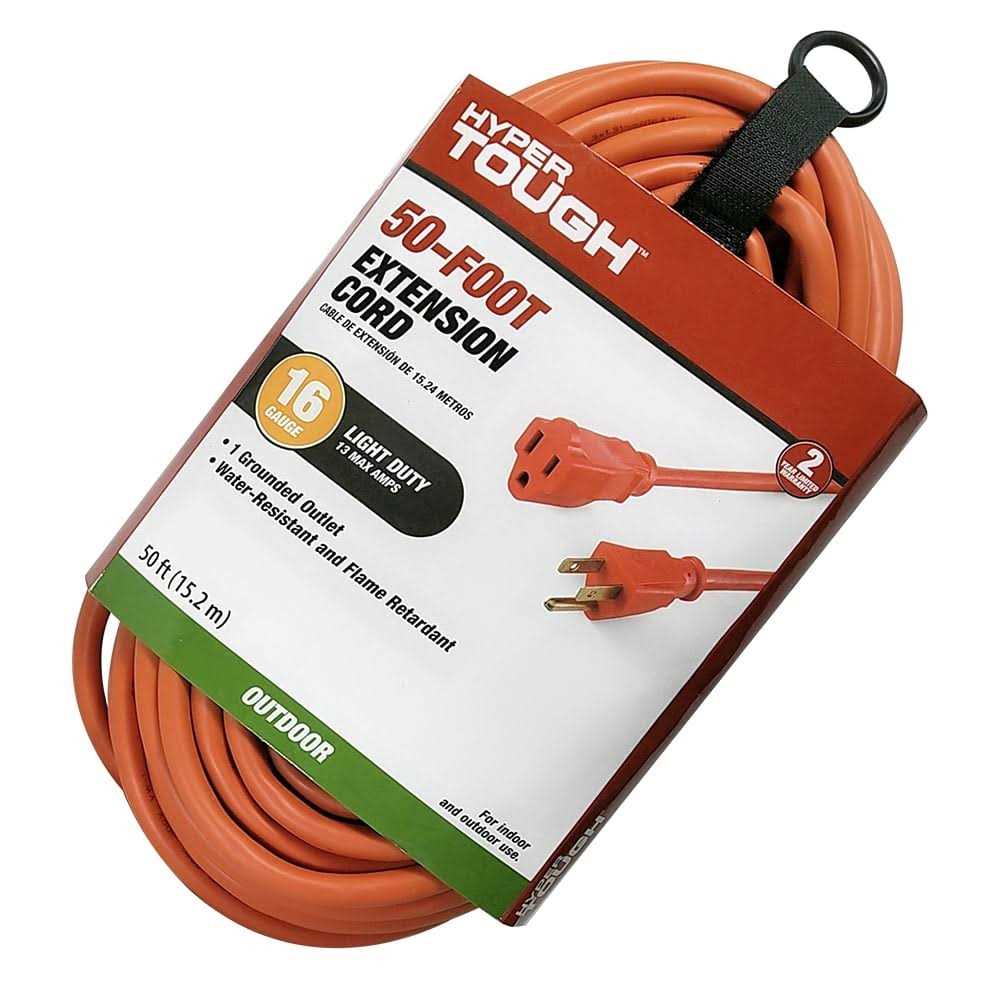 Hyper Tough 50ft 16AWG 3 Prong Single Outlet Outdoor Extension Cord - Cheap Fitting