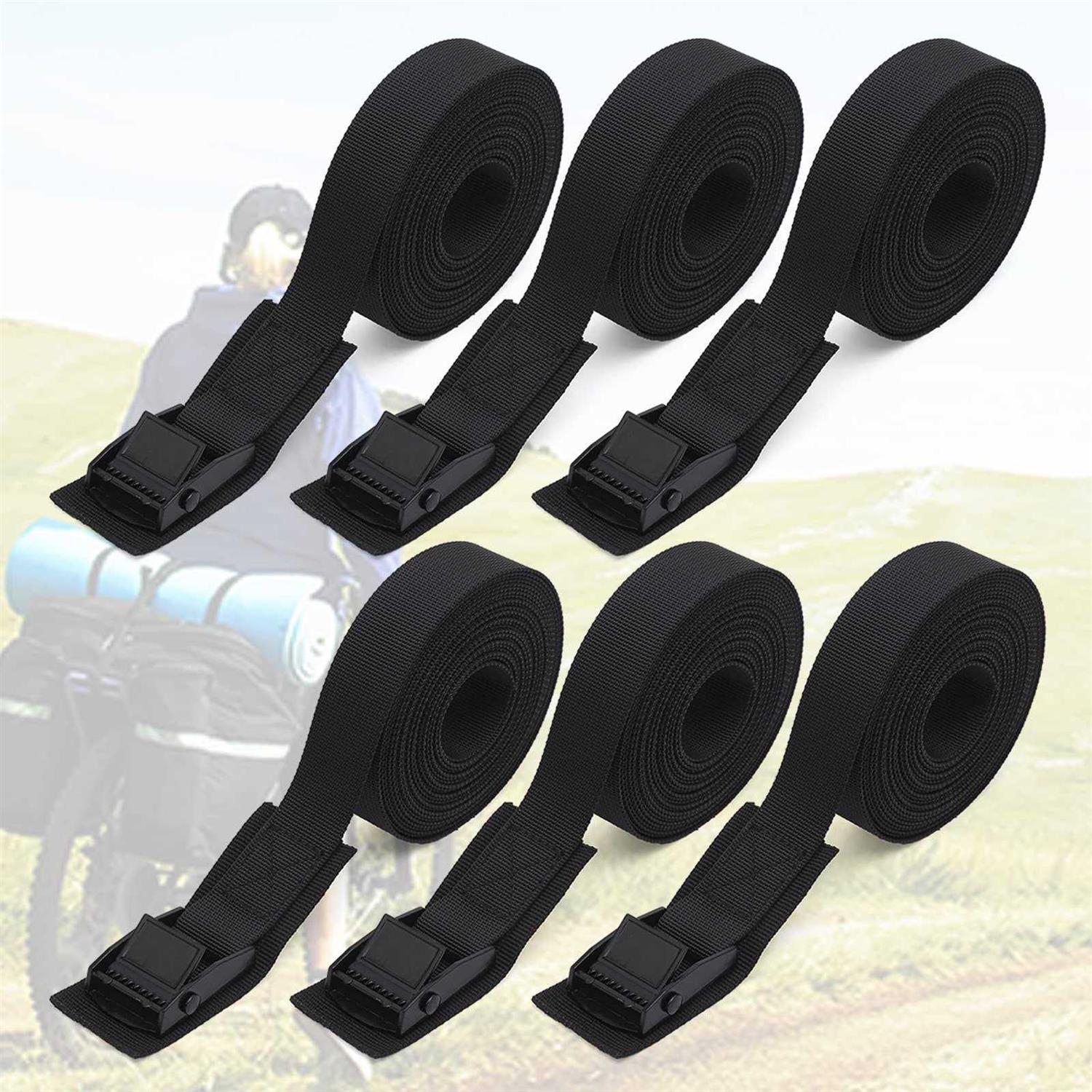 6.6ft Lashing Straps with Adjustable Cam Buckles Tie Down Cinch Straps up to 550lbs for Packing,Cargo,Luggage,Motorcycles,Truck Black 6 Pack - Cheap Fitting