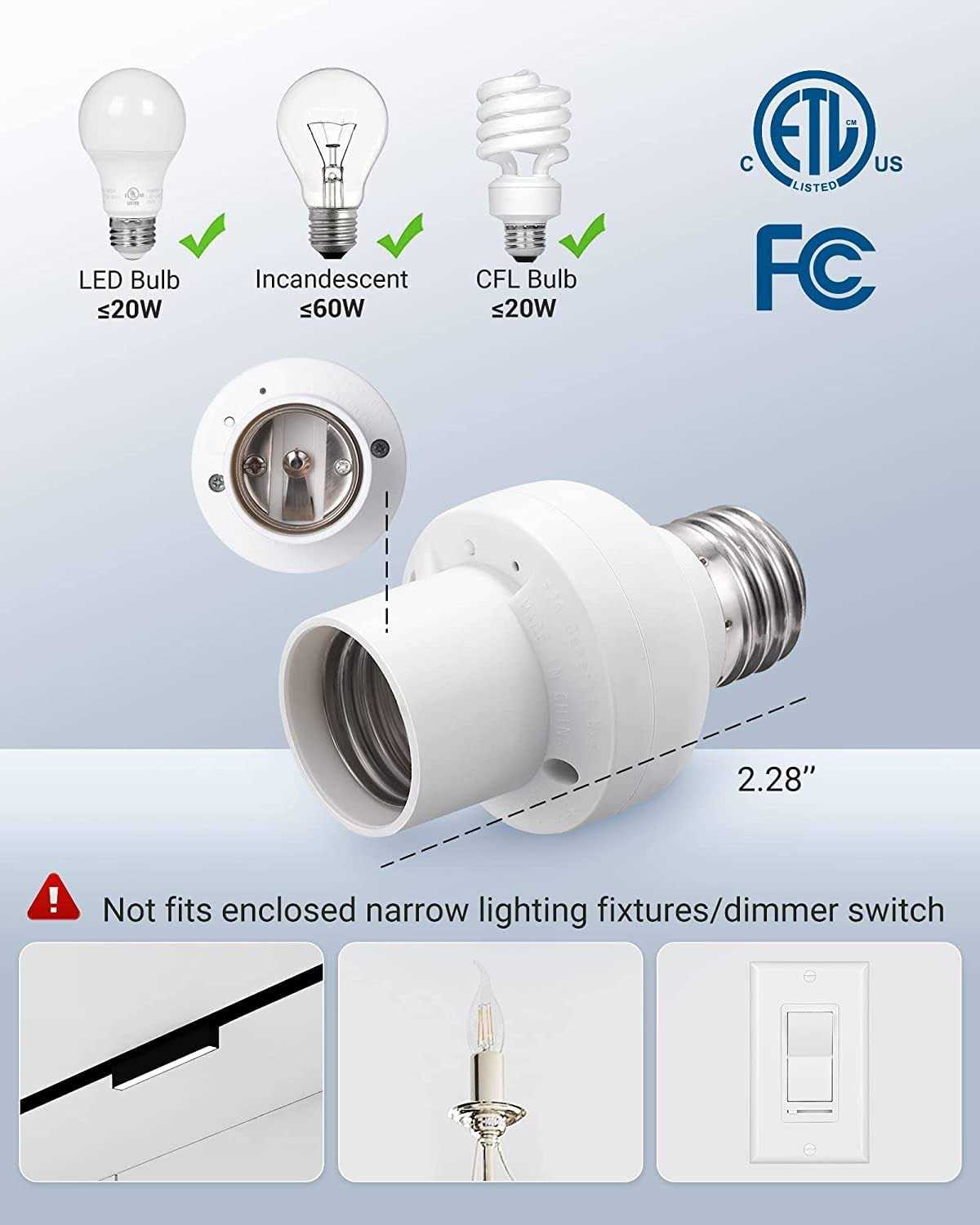 Dewenwils Remote Control Light Bulb Socket E26/e27 Bulb Base for Lamps Light Fixture - Cheap Fitting