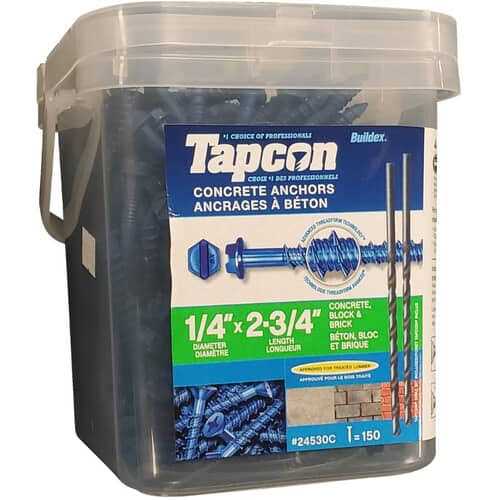 Tapcon 24530 Concrete Anchor, 1/4 in x 2-3/4 in, Steel - Cheap Fitting
