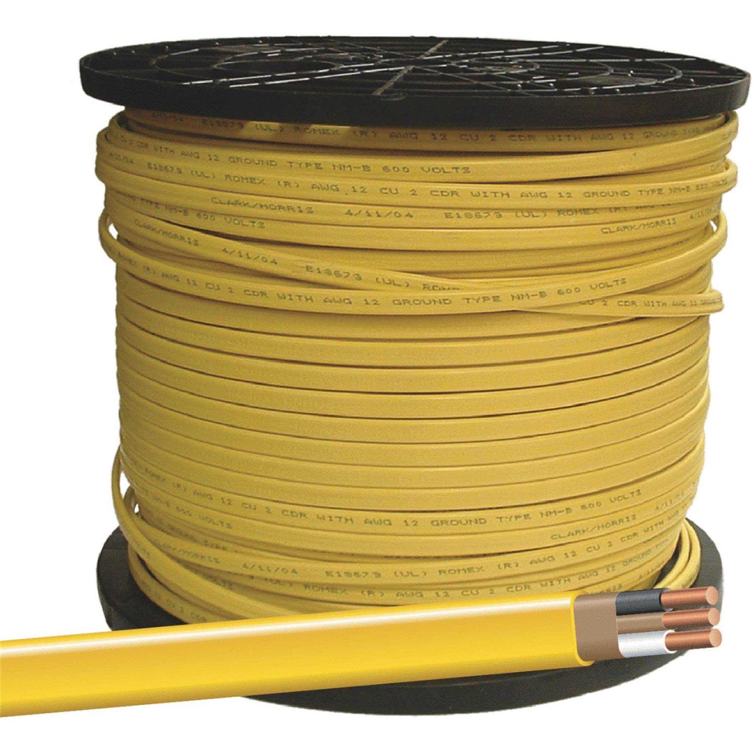 Romex 1000 ft. 12-2 Solid Yellow NMW/G Wire 28828201 – 1 Each - Cheap Fitting