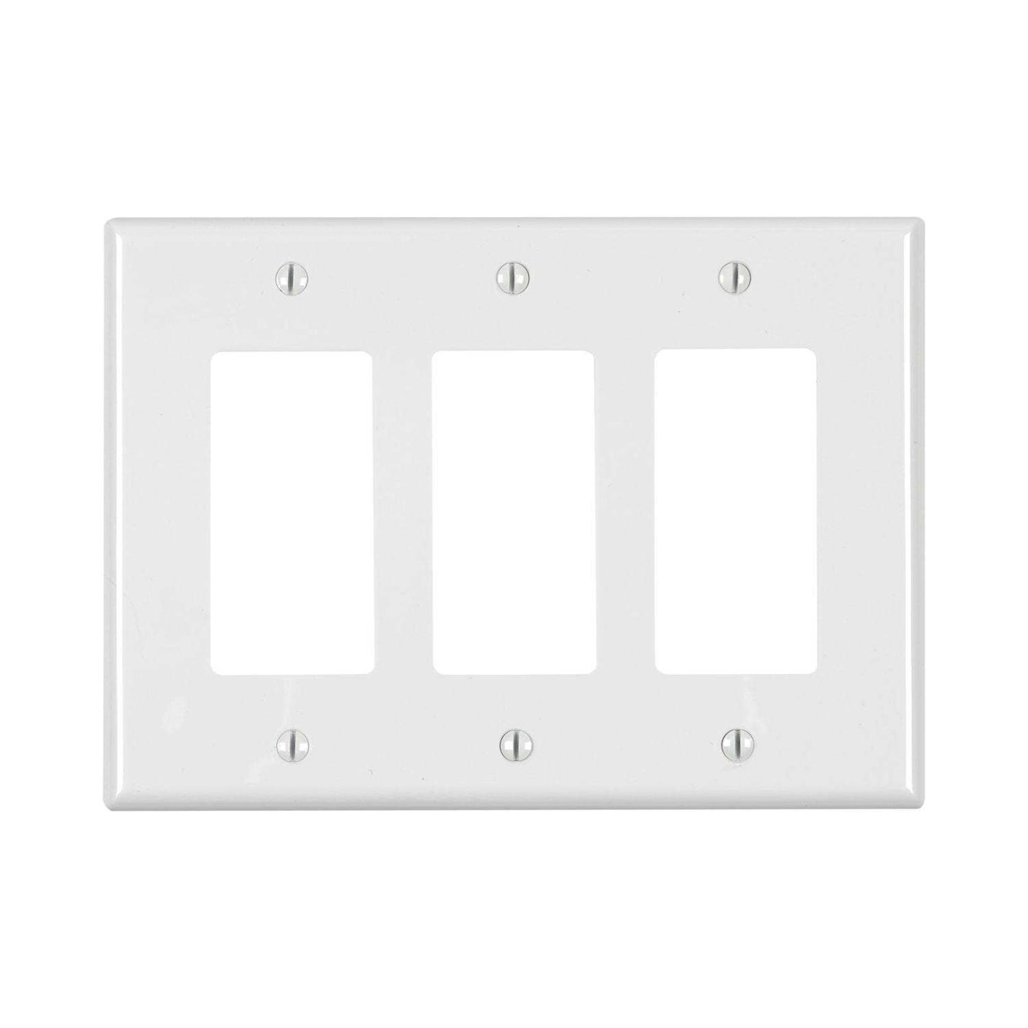 Leviton Wall Plate White 3 gang Thermoplastic Nylon Decora/GFCI PJ263-00W - Cheap Fitting