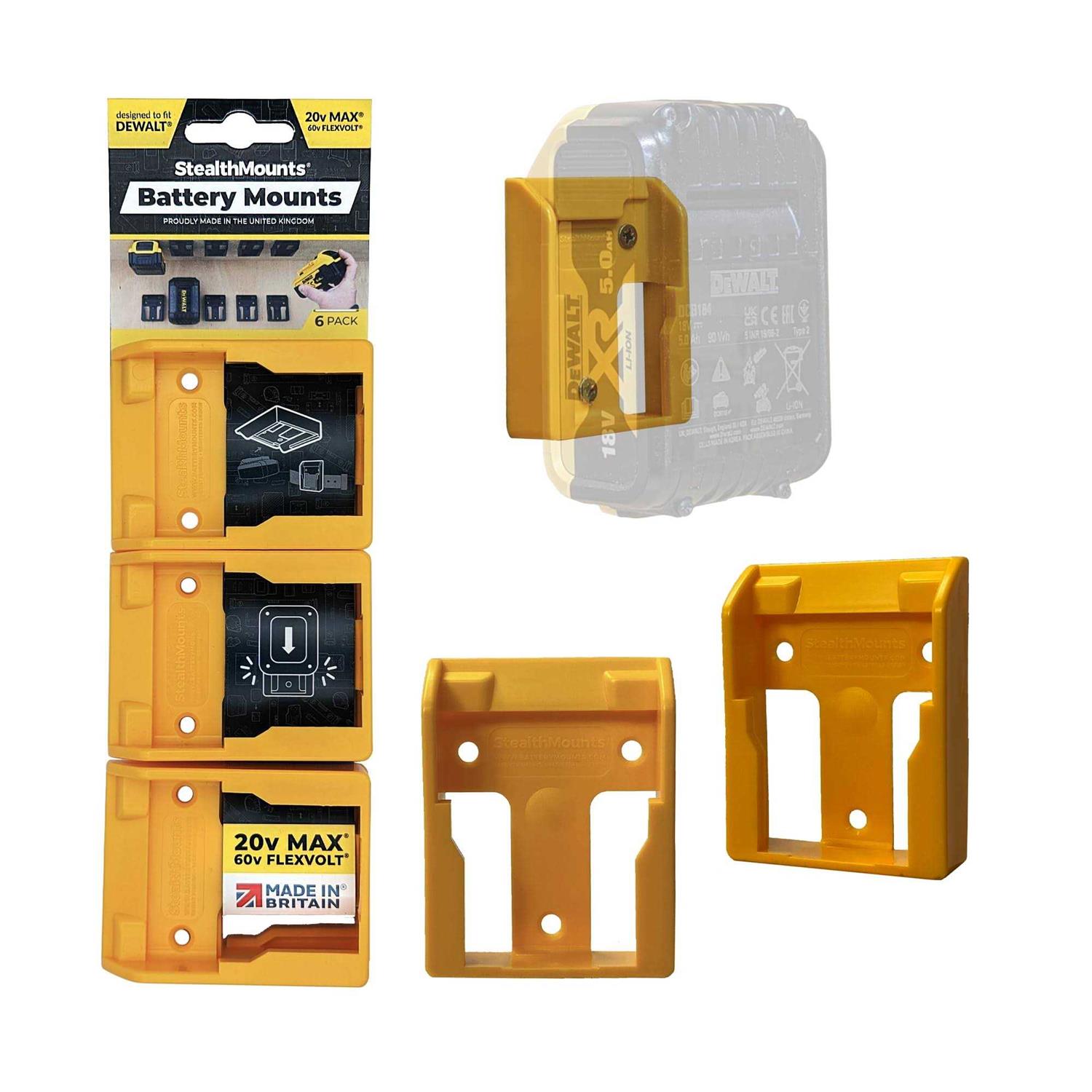 StealthMounts 20V DeWalt Battery Holder 6 Pack of DeWalt Battery Mount - Cheap Fitting