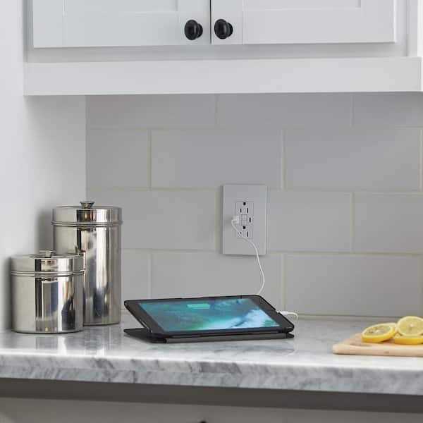 Radiant 15-Amp White Tamper-Resistant Self Test GFCI with USB Type-A/C Outlet - Cheap Fitting