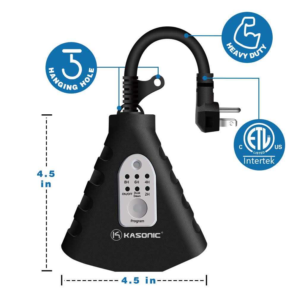 K Kasonic Kasonic Outdoor Light Timer Waterproof Plug in Sensor Outlet Timer Switch - Cheap Fitting