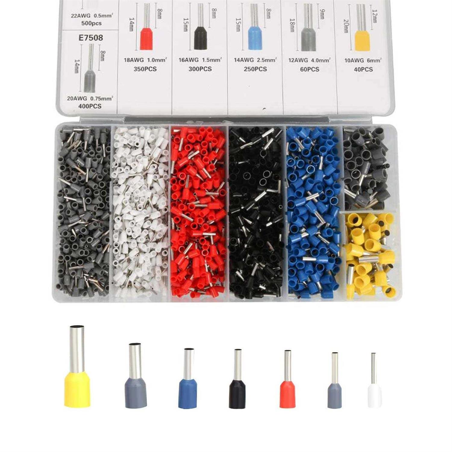 Fidioto 1900pcs Wire Ferrules Terminals Kit AWG 22-10 Terminal Connector Wire Insulated Cord Pin Ends Terminals for Electric - Cheap Fitting