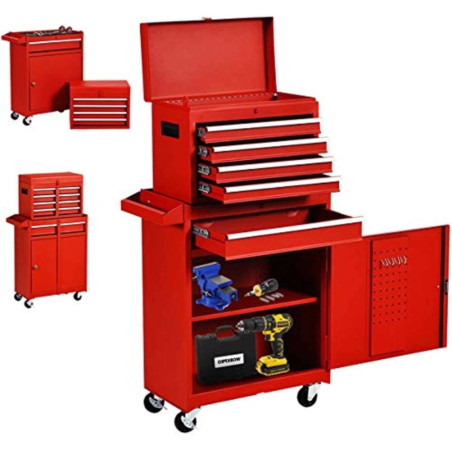 Odaof Big Rolling Tool Chest with Drawers and Wheels Tool Cabinet Tool Storage Removable - Cheap Fitting