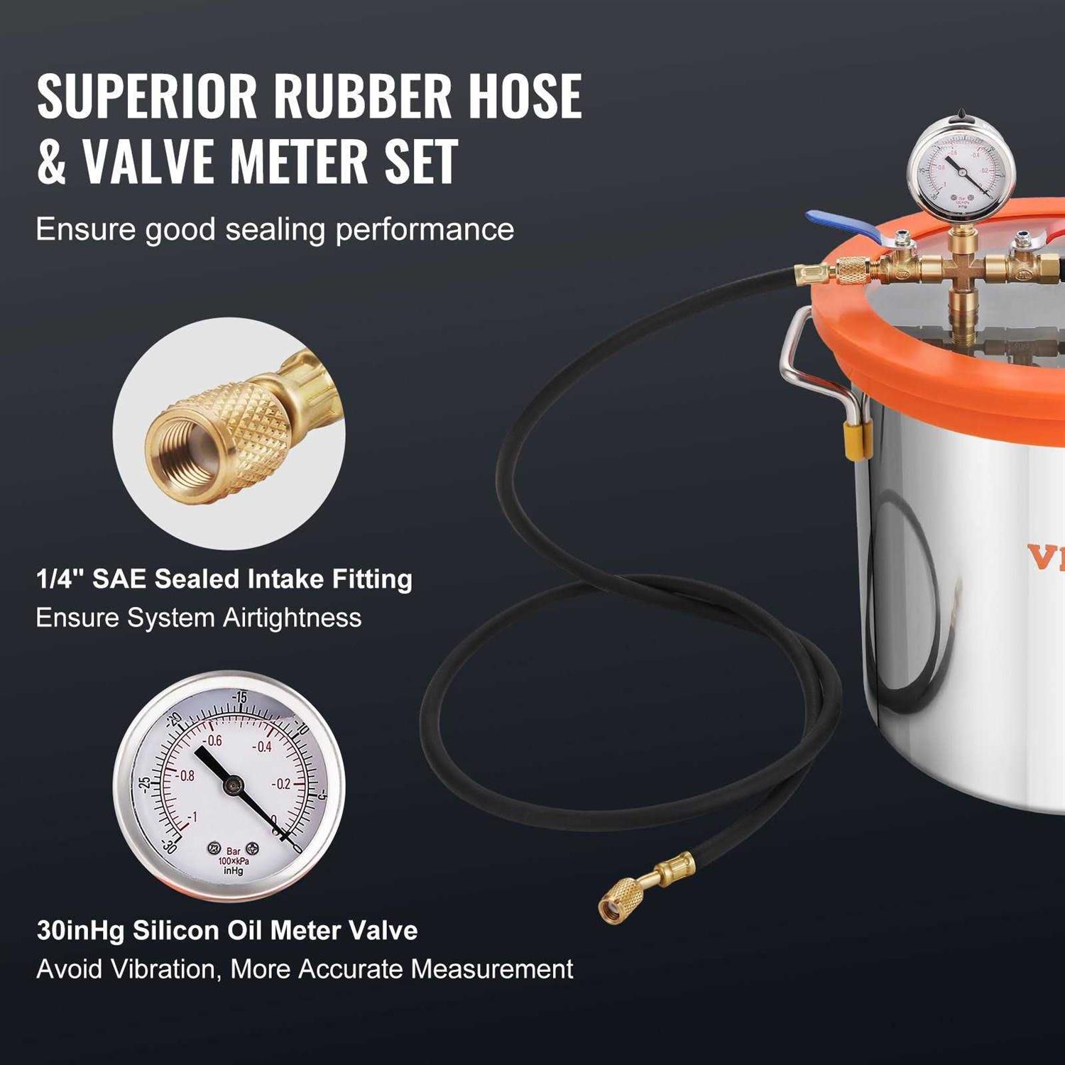 VEVOR 5 Gallon Vacuum Chamber and 3.5 CFM Pump Kit Tempered Glass Lid Vacuum Degassing Chamber Kit - Cheap Fitting