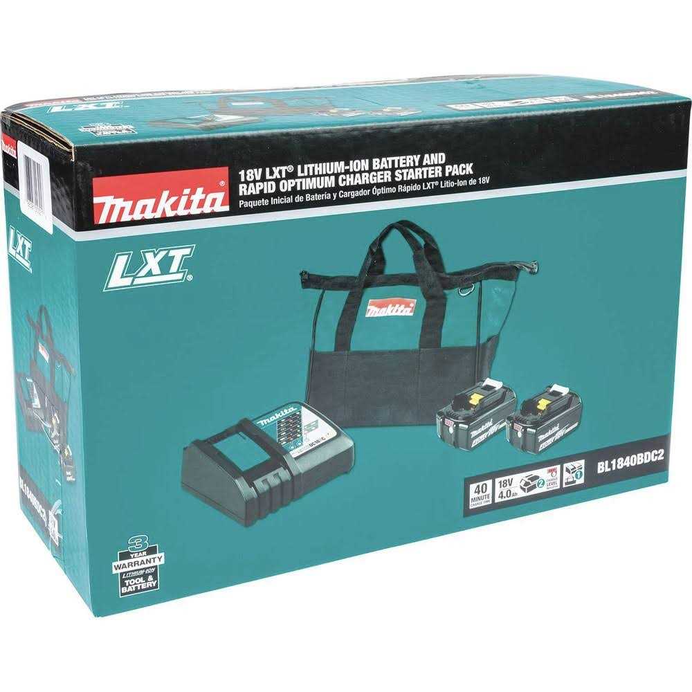 BL1840BDC2 Makita 18V LXT Lithium-Ion Battery and Rapid Optimum Charger Starter Pack - Cheap Fitting